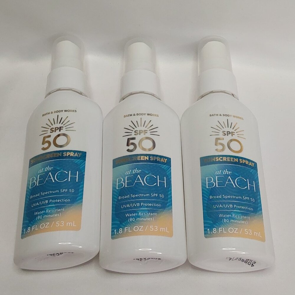 BATH & BODY WORKS 'AT THE BEACH' 3-PIECE SUNSCREEN SPRAY SPF50, TRAVEL SIZE SET - Picture 12 of 15